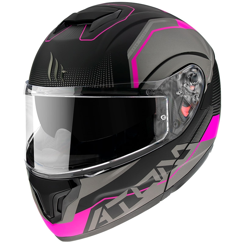 MT Atom SV Quark schwarz-grau-rosa klappbarer Motorradhelm - II. Qualität