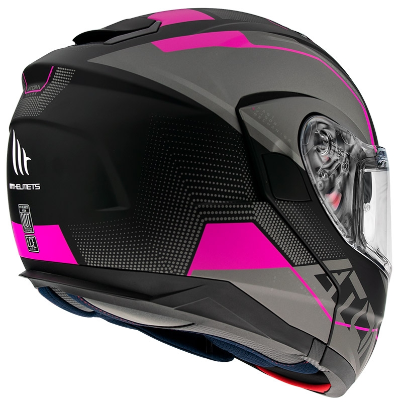 MT Atom SV Quark schwarz-grau-rosa klappbarer Motorradhelm - II. Qualität