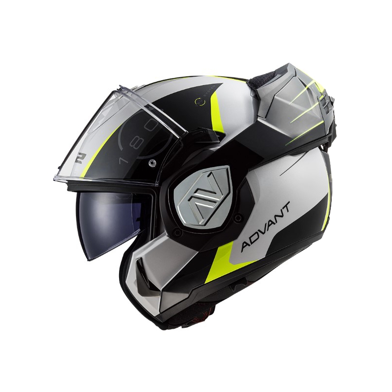 Klappbarer Motorradhelm LS2 FF906 Advant Codex 06 schwarz-weiß-fluorgelb