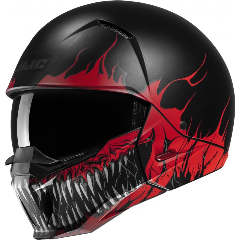 Offener Helm mit Maske HJC i20 Scraw MC1SF weiß-rot-schwarz Ausverkauf