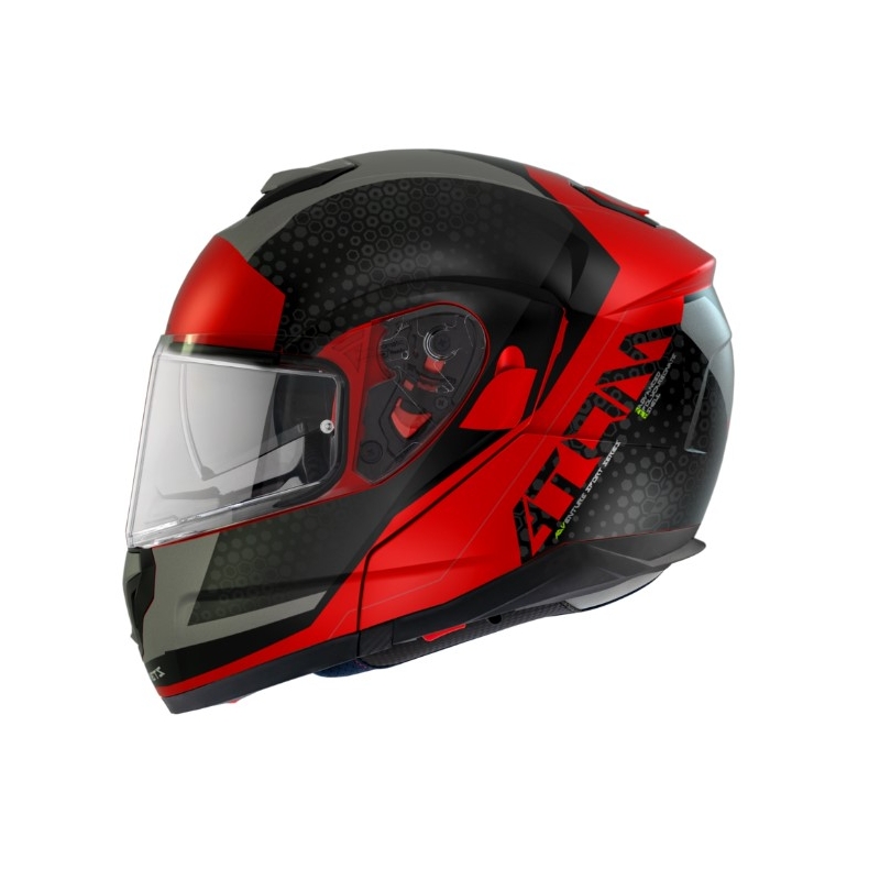 Klappbarer Motorradhelm MT Atom SV Adventure A5 schwarz-grau-rot