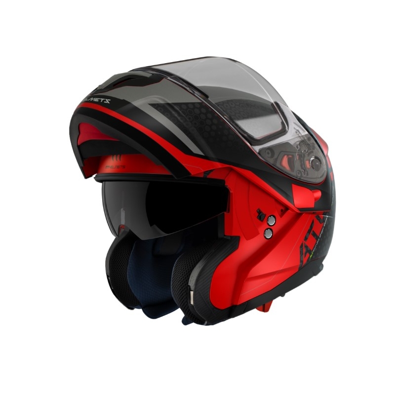 Klappbarer Motorradhelm MT Atom SV Adventure A5 schwarz-grau-rot