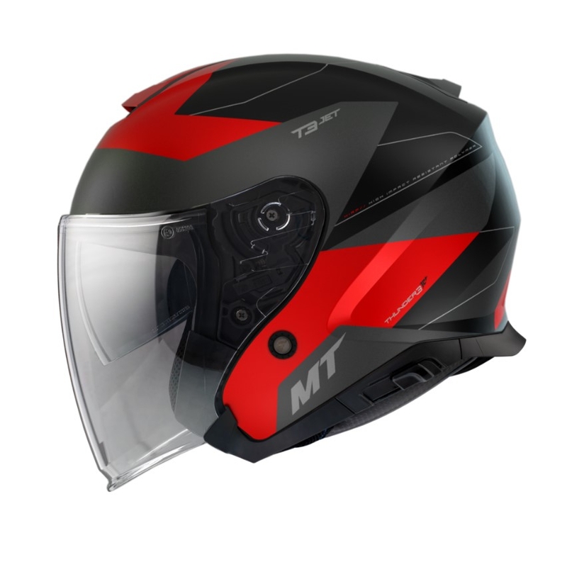 MT Thunder 3 SV Jet Cooper Schwarz-Grau-Rot Offener Motorradhelm Ausverkauf