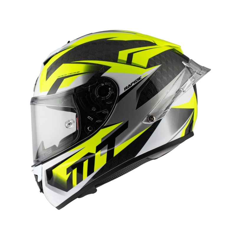 Integrierter Motorradhelm MT Rapide Pro Fugaz D3 schwarz-grau-weiß-fluogelb