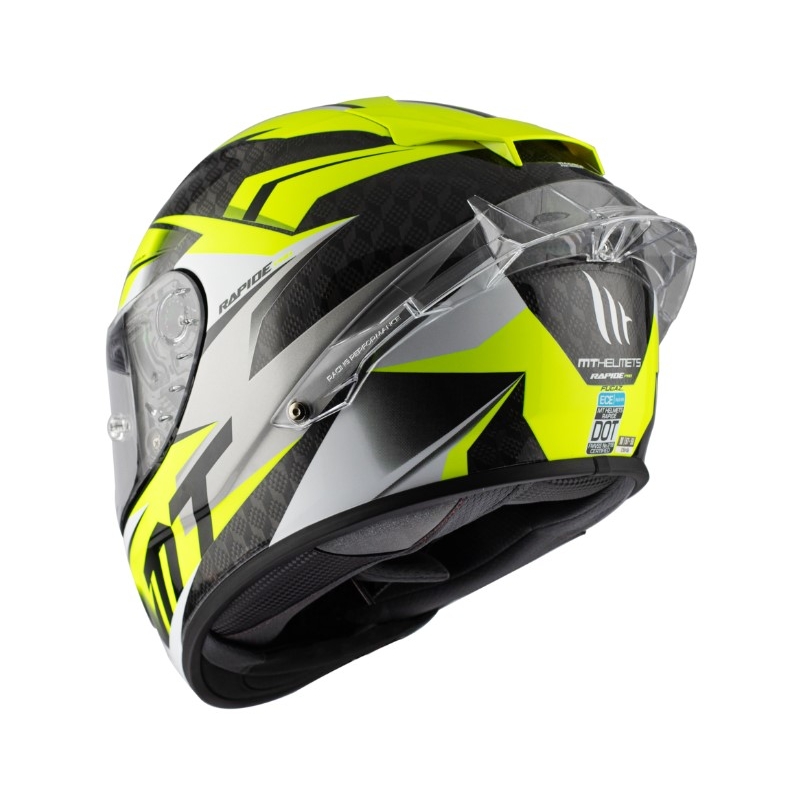 Integrierter Motorradhelm MT Rapide Pro Fugaz D3 schwarz-grau-weiß-fluogelb