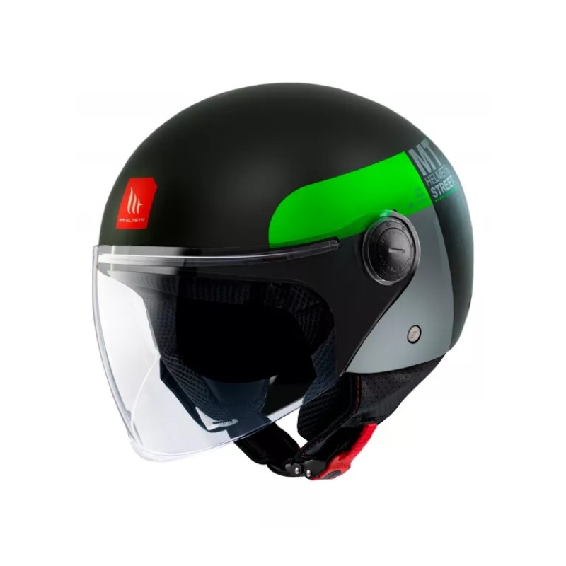 MT Street Inboard D6 Open Motorradhelm schwarz-grün Ausverkauf