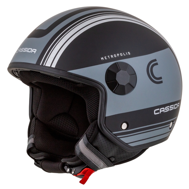 Cassida Handy Metropolis Vision offener Motorradhelm, schwarz-reflektierend grau