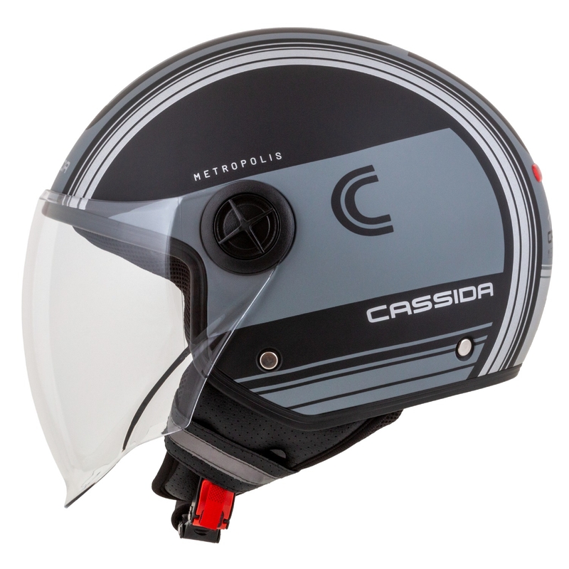 Cassida Handy Metropolis Vision offener Motorradhelm, schwarz-reflektierend grau