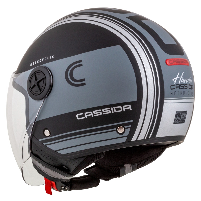 Cassida Handy Metropolis Vision offener Motorradhelm, schwarz-reflektierend grau