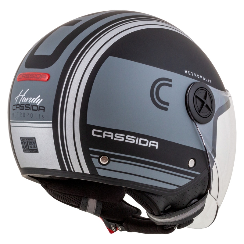 Cassida Handy Metropolis Vision offener Motorradhelm, schwarz-reflektierend grau