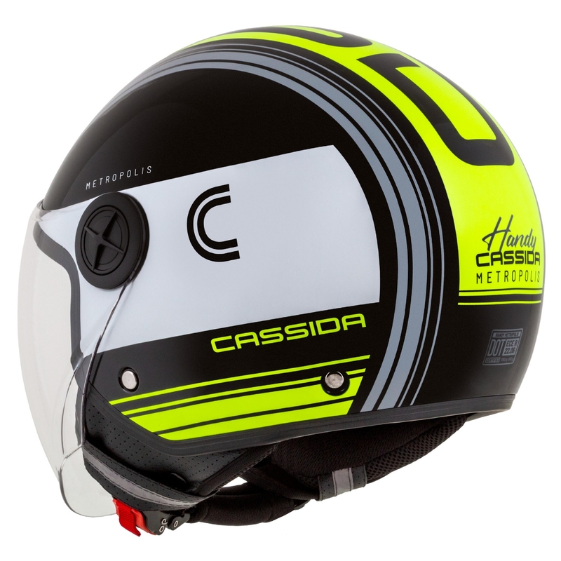 Cassida Handy Metropolis Schwarz-Weiß-Fluo Gelb-Grau Offener Motorradhelm