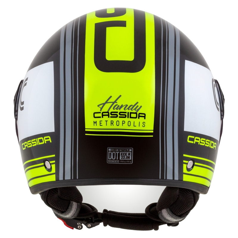 Cassida Handy Metropolis Schwarz-Weiß-Fluo Gelb-Grau Offener Motorradhelm