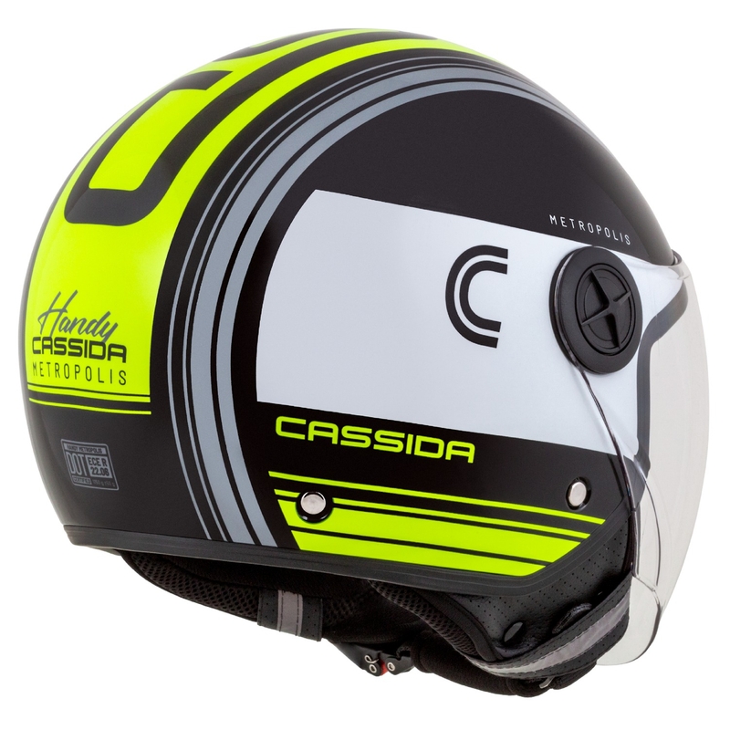 Cassida Handy Metropolis Schwarz-Weiß-Fluo Gelb-Grau Offener Motorradhelm