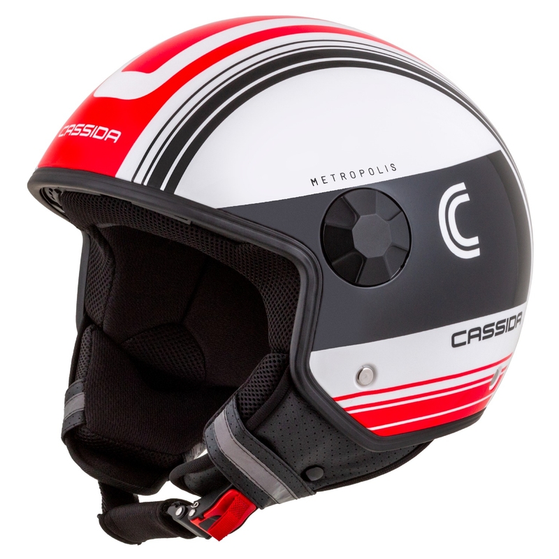 Cassida Handy Metropolis offener Motorradhelm, schwarz-weiß-rot
