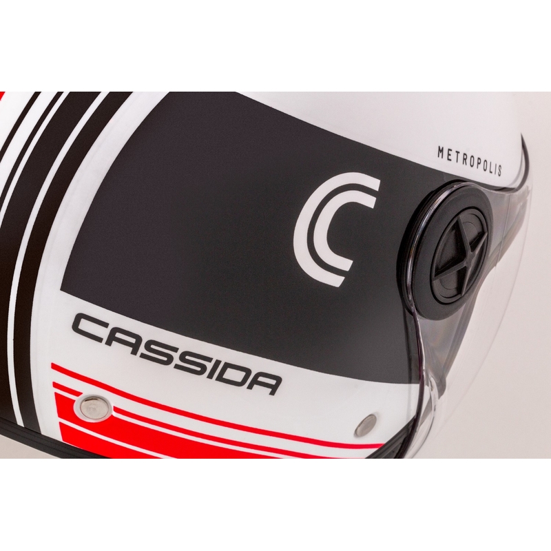 Cassida Handy Metropolis offener Motorradhelm, schwarz-weiß-rot