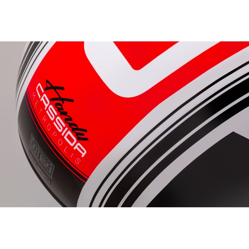 Cassida Handy Metropolis offener Motorradhelm, schwarz-weiß-rot