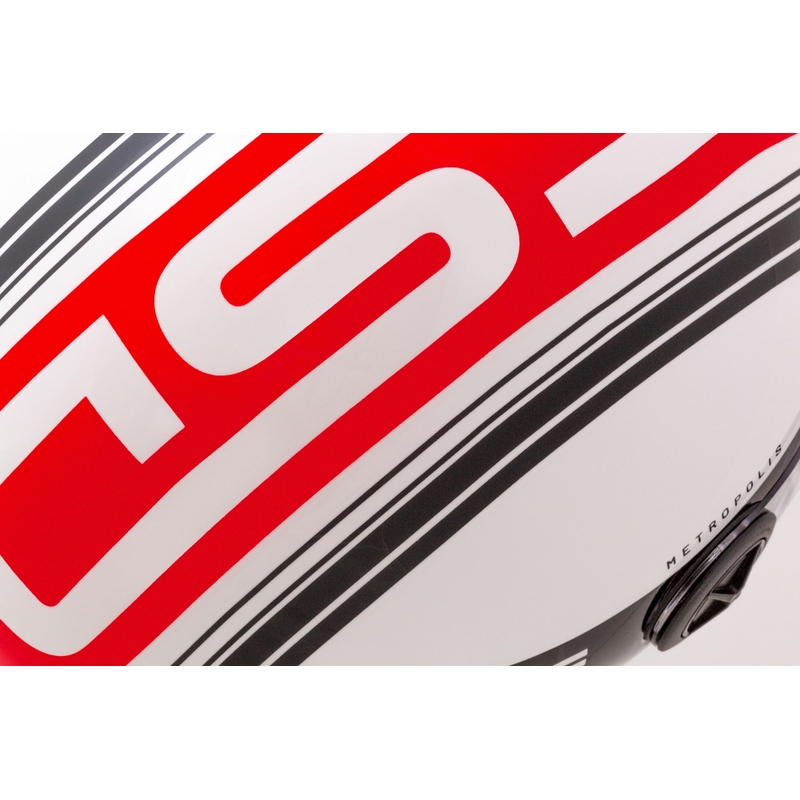 Cassida Handy Metropolis offener Motorradhelm, schwarz-weiß-rot