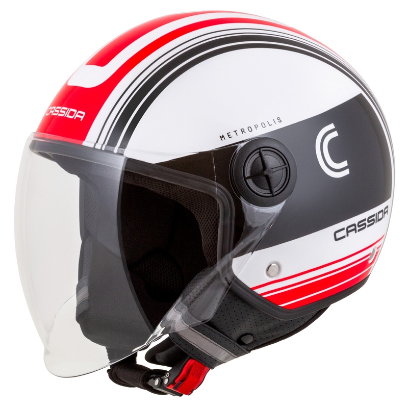 Cassida Handy Metropolis offener Motorradhelm, schwarz-weiß-rot