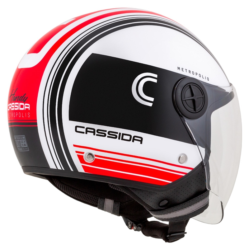 Cassida Handy Metropolis offener Motorradhelm, schwarz-weiß-rot