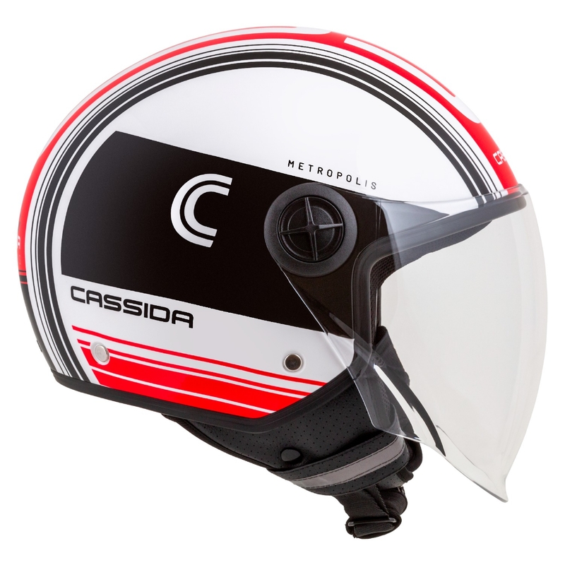 Cassida Handy Metropolis offener Motorradhelm, schwarz-weiß-rot