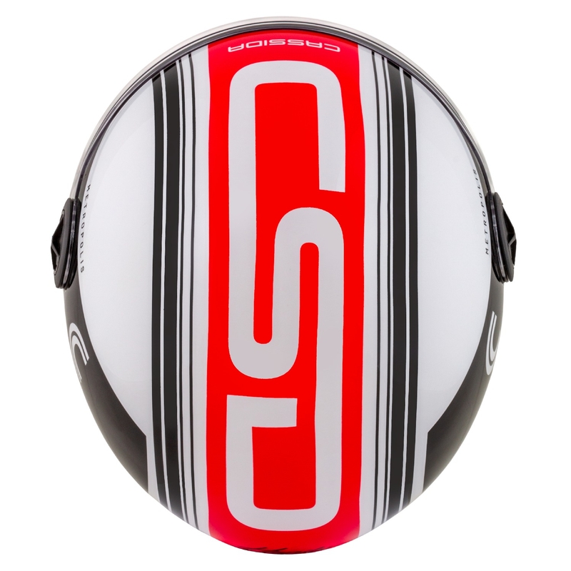 Cassida Handy Metropolis offener Motorradhelm, schwarz-weiß-rot