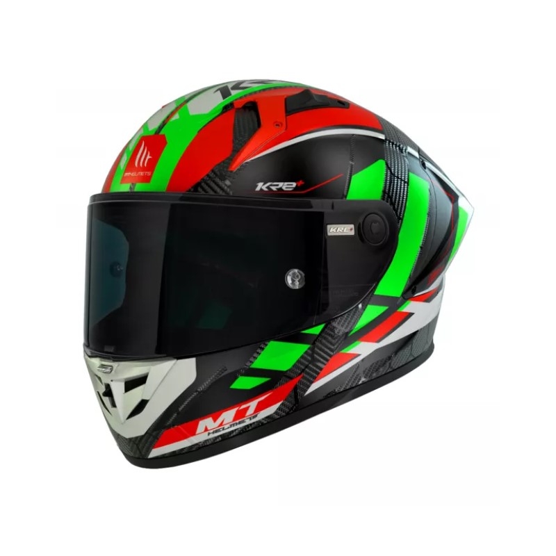 MT KRE+ Carbon Longlap Schwarz-Grün-Rot Integral-Motorradhelm