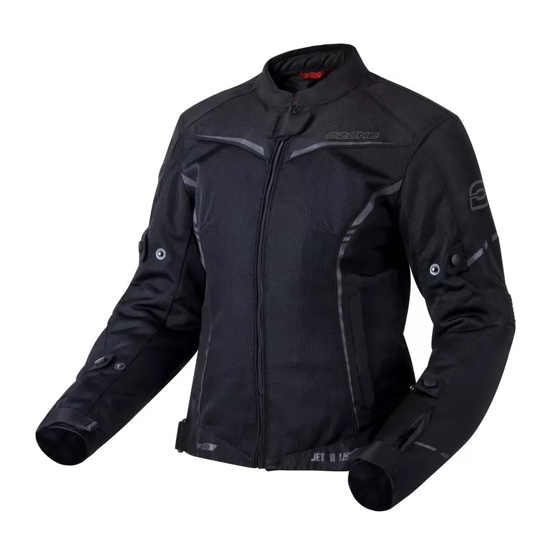 Ozone Jet II Schwarze Motorradjacke für Frauen Ausverkauf