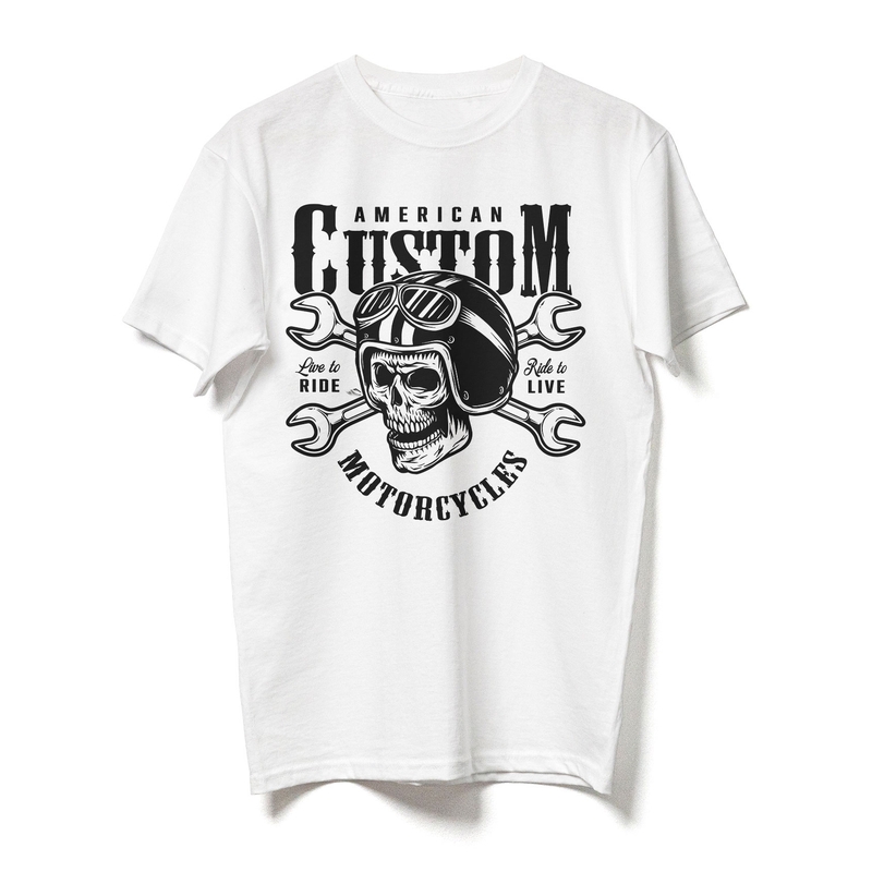 T-shirt RSA American Custom Motorcycles weiß Ausverkauf