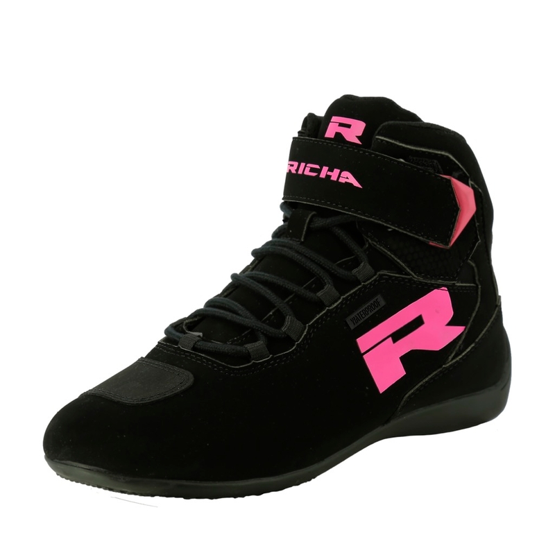 Damen RICHA Escape Motorradstiefel schwarz und rosa Ausverkauf