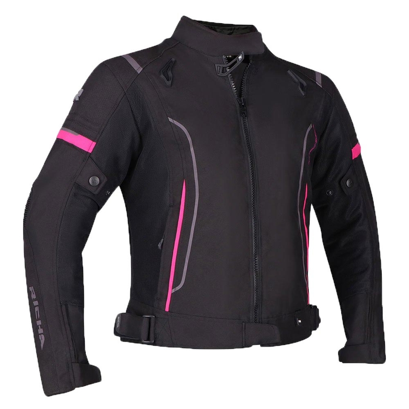 Damen RICHA Airstream 3 Schwarz und Rosa Motorradjacke Ausverkauf
