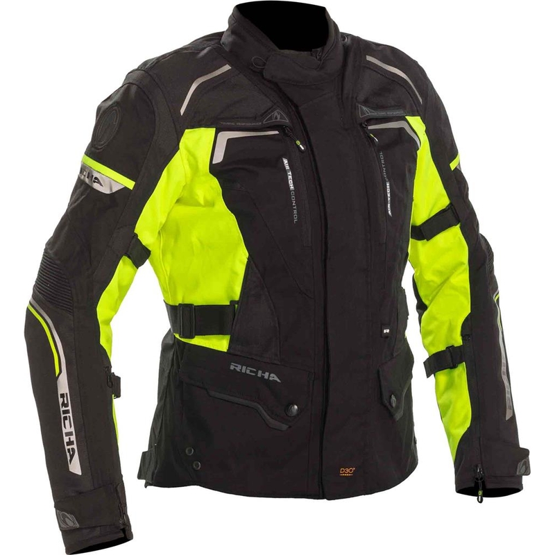 Damen Motorradjacke RICHA Infinity 2 schwarz-fluo gelb Ausverkauf