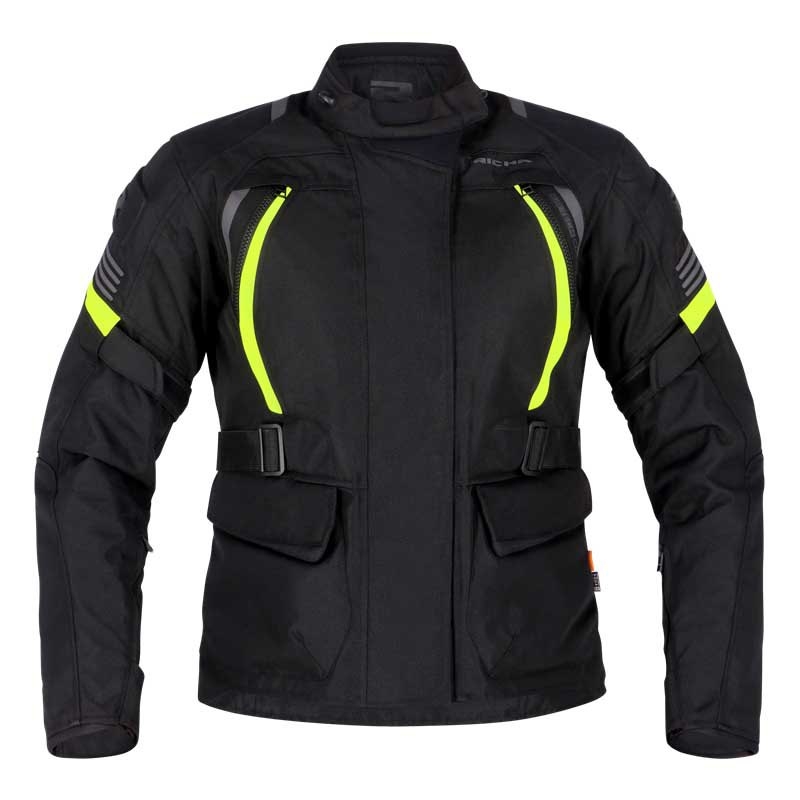 Damen RICHA Phantom 3 schwarz-fluorgelbe Motorradjacke Ausverkauf