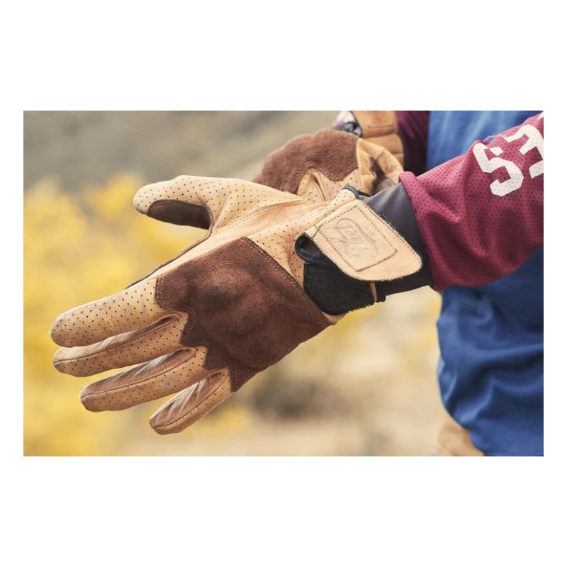Motorradhandschuhe Fuel Rodeo braun-gelb