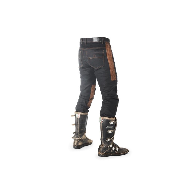 Motorradhosen Fuel Sergeant 2 Waxed Braun und Schwarz