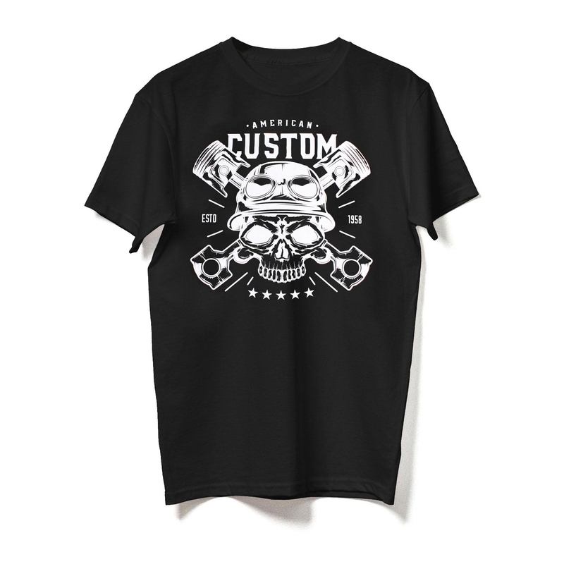 T-shirt RSA American Custom Skull schwarz Ausverkauf