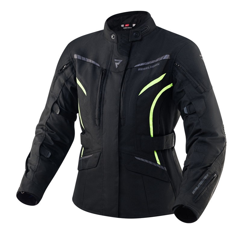 Damen-Motojacke Rebelhorn Hiker III schwarz-fluo gelb Ausverkauf