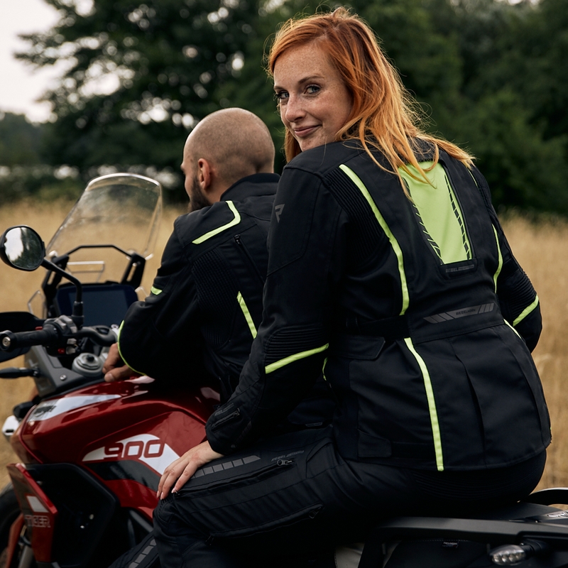 Damen-Motojacke Rebelhorn Hiker III schwarz-fluo gelb Ausverkauf