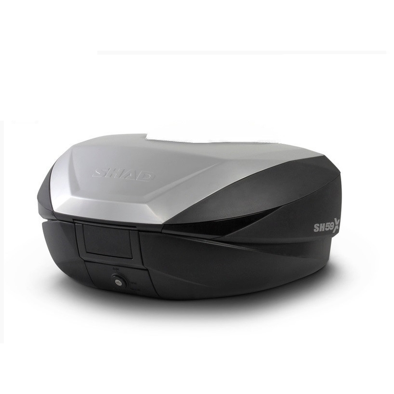 Top case SHAD SH59X schwarz mit Aluminiumdeckel (expandable concept) with PREMIUM SMART lock and backrest
