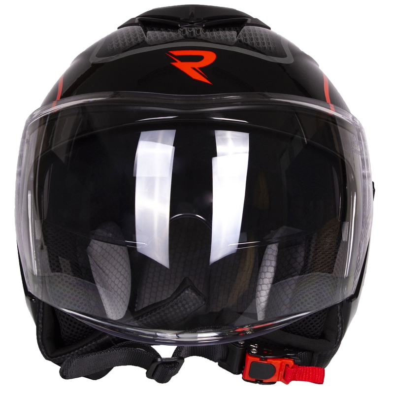 Offener Motorradhelm Street Racer Pilot Schwarz und Rot - II. Qualität