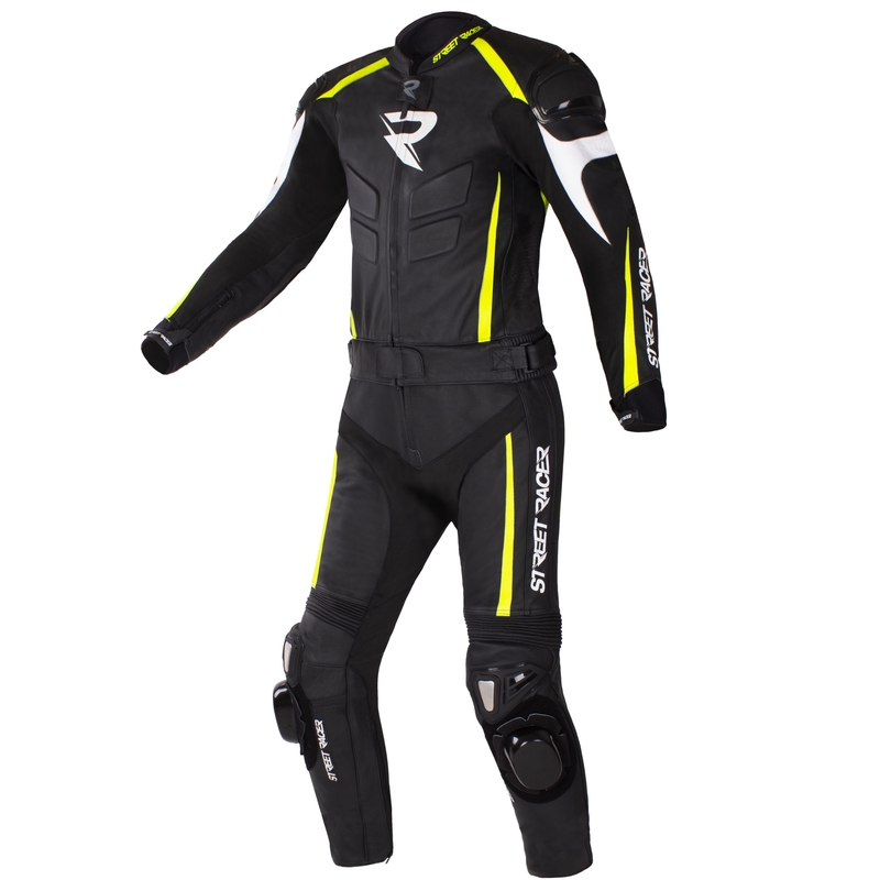 Street Racer Fast Track 2 Schwarz-Weiß-Fluo Gelb Motorradoverall Ausverkauf