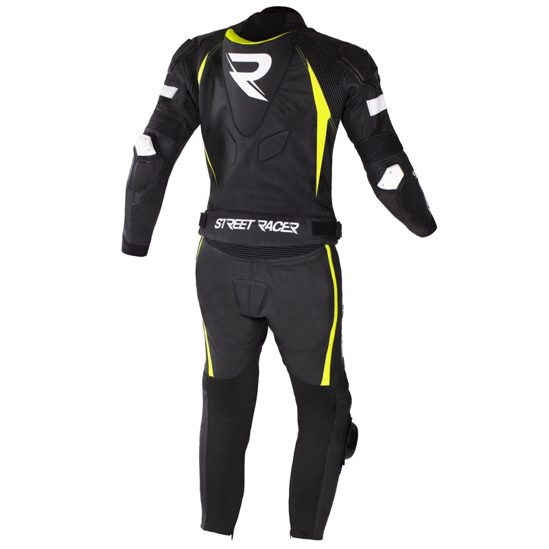 Street Racer Fast Track 2 Schwarz-Weiß-Fluo Gelb Motorradoverall Ausverkauf