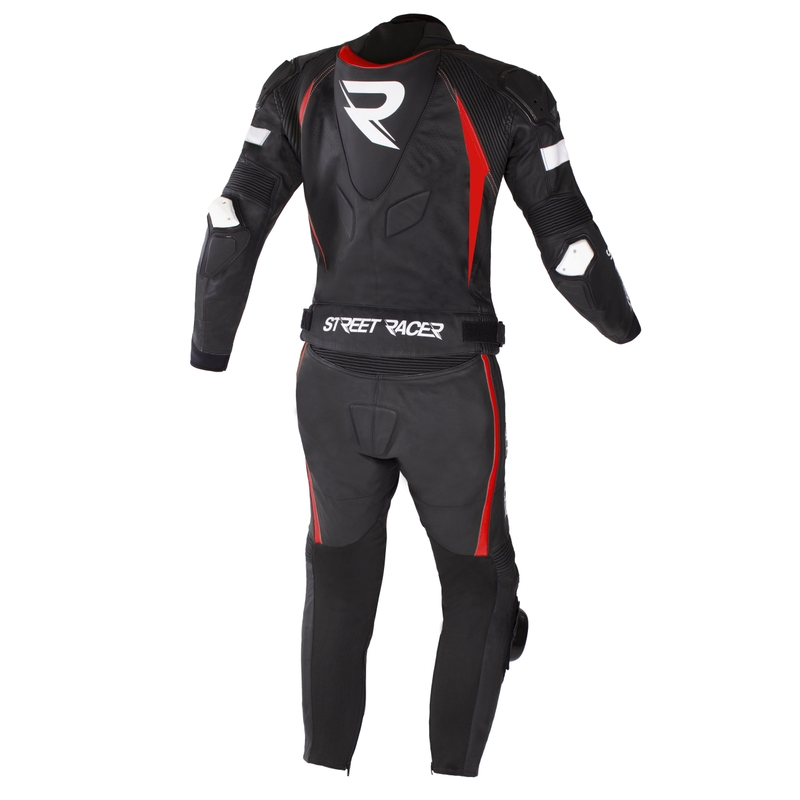Street Racer Fast Track 2 Schwarz, Weiß und Rot Motorrad Overalls Ausverkauf