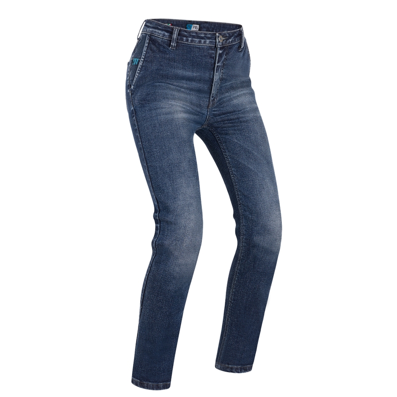 Damen-Motorradjeans PMJ Victoria blau Ausverkauf