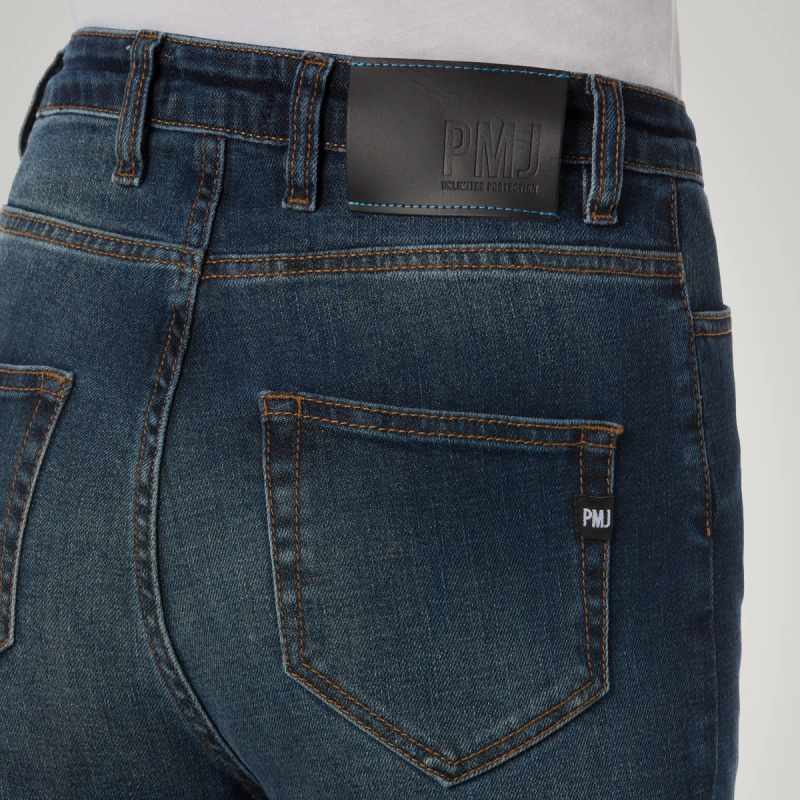 Damen-Motorradjeans PMJ Sara blau Ausverkauf
