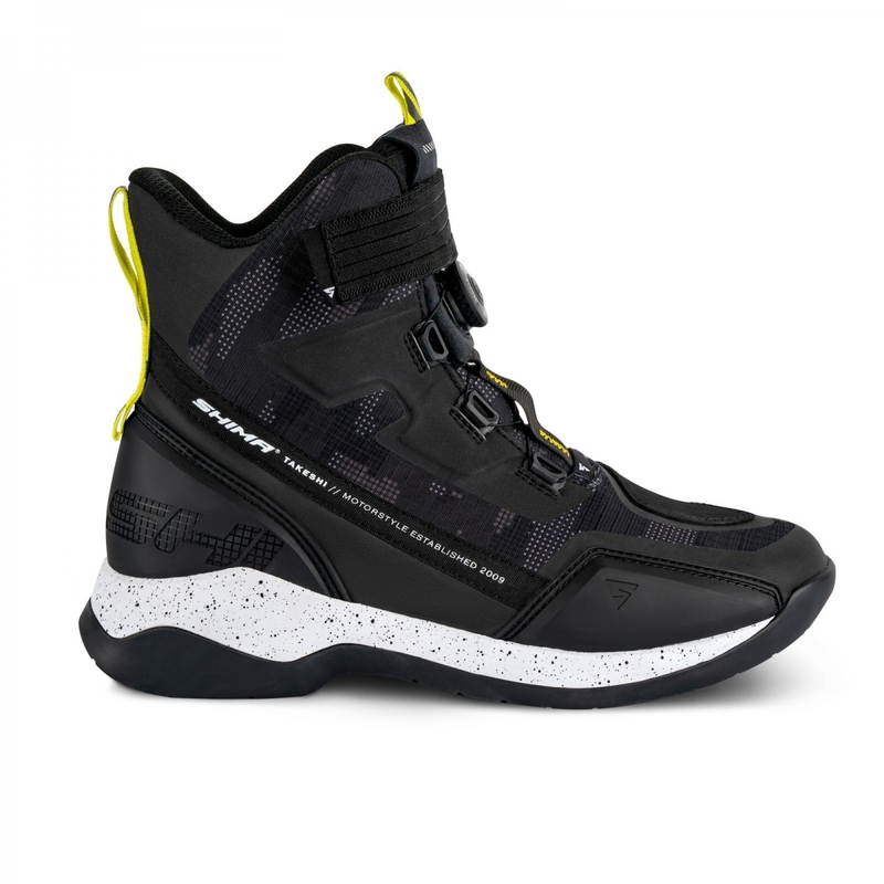 Shima Takeshi Motorradstiefel schwarz-camo-fluogelb