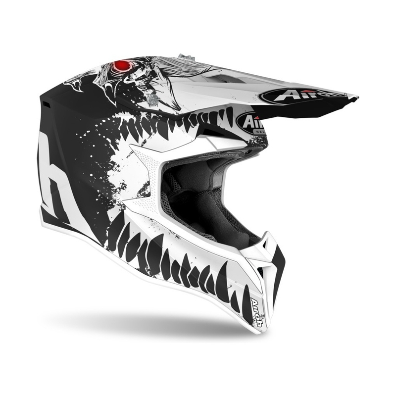 Kinder Motocross Helm Airoh Wraap Youth Beast schwarz und weiß