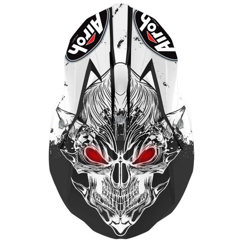 Kinder Motocross Helm Airoh Wraap Youth Beast schwarz und weiß
