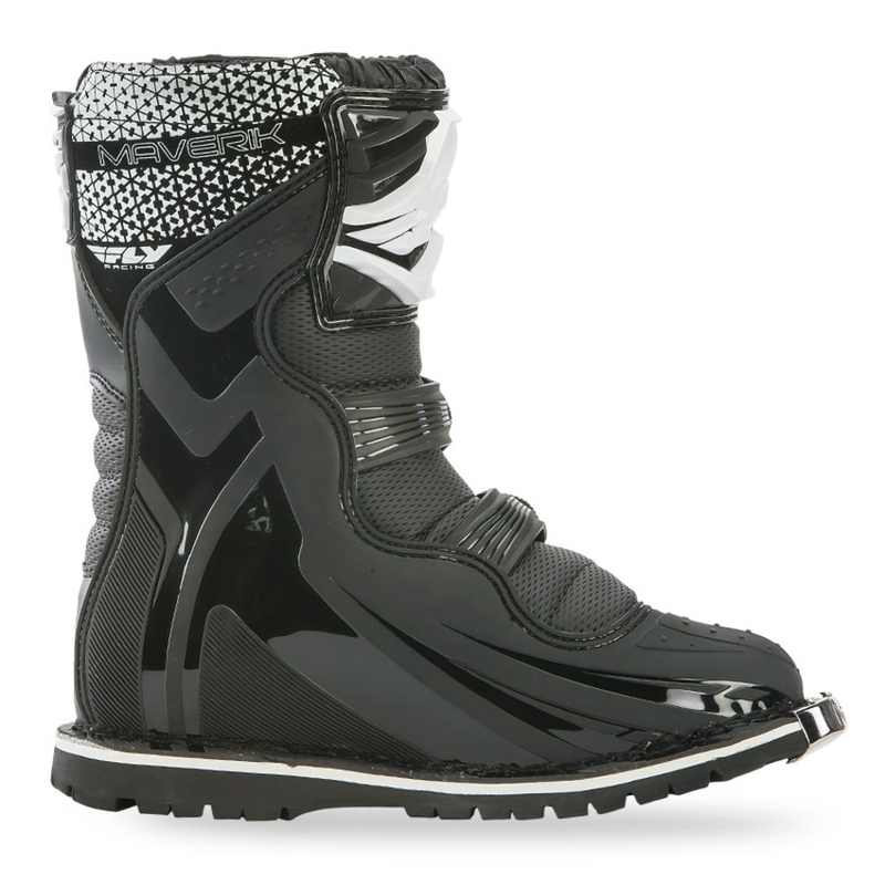 Kinder-Motorradstiefel FLY Racing NEW Maverik Jugend Schwarz und Weiß