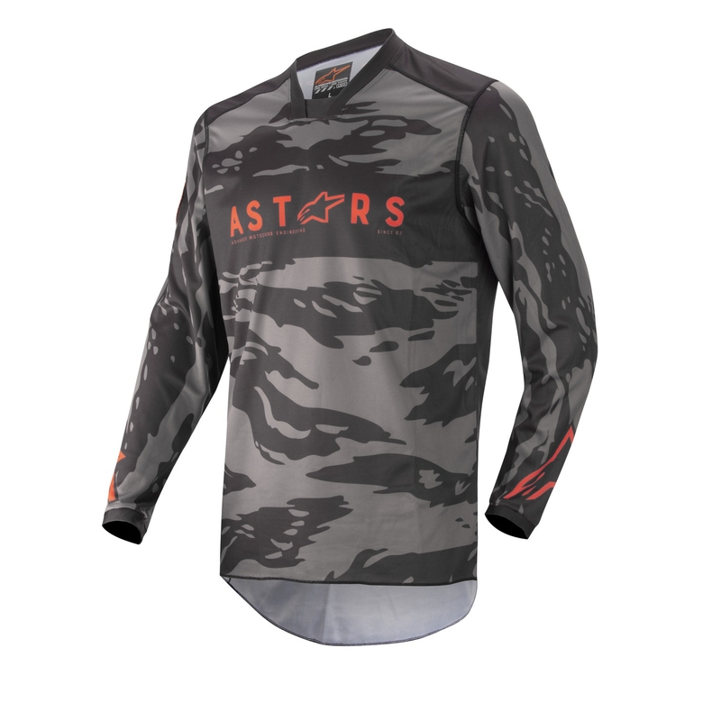 Kinder Motocross Trikot Alpinestars Racer Tactical camo schwarz-grau-fluo rot