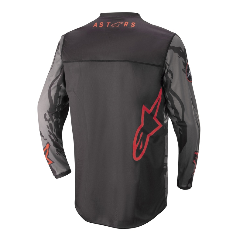 Kinder Motocross Trikot Alpinestars Racer Tactical camo schwarz-grau-fluo rot